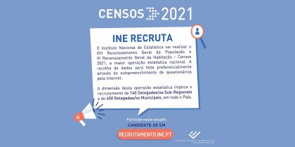 Censos 2021: INE recruta