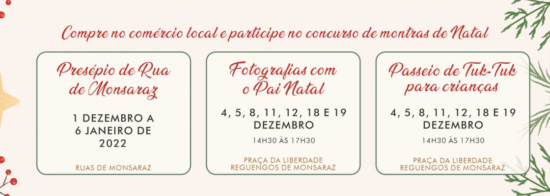 Informação sobre o programa de Natal em Reguengos de Monsaraz