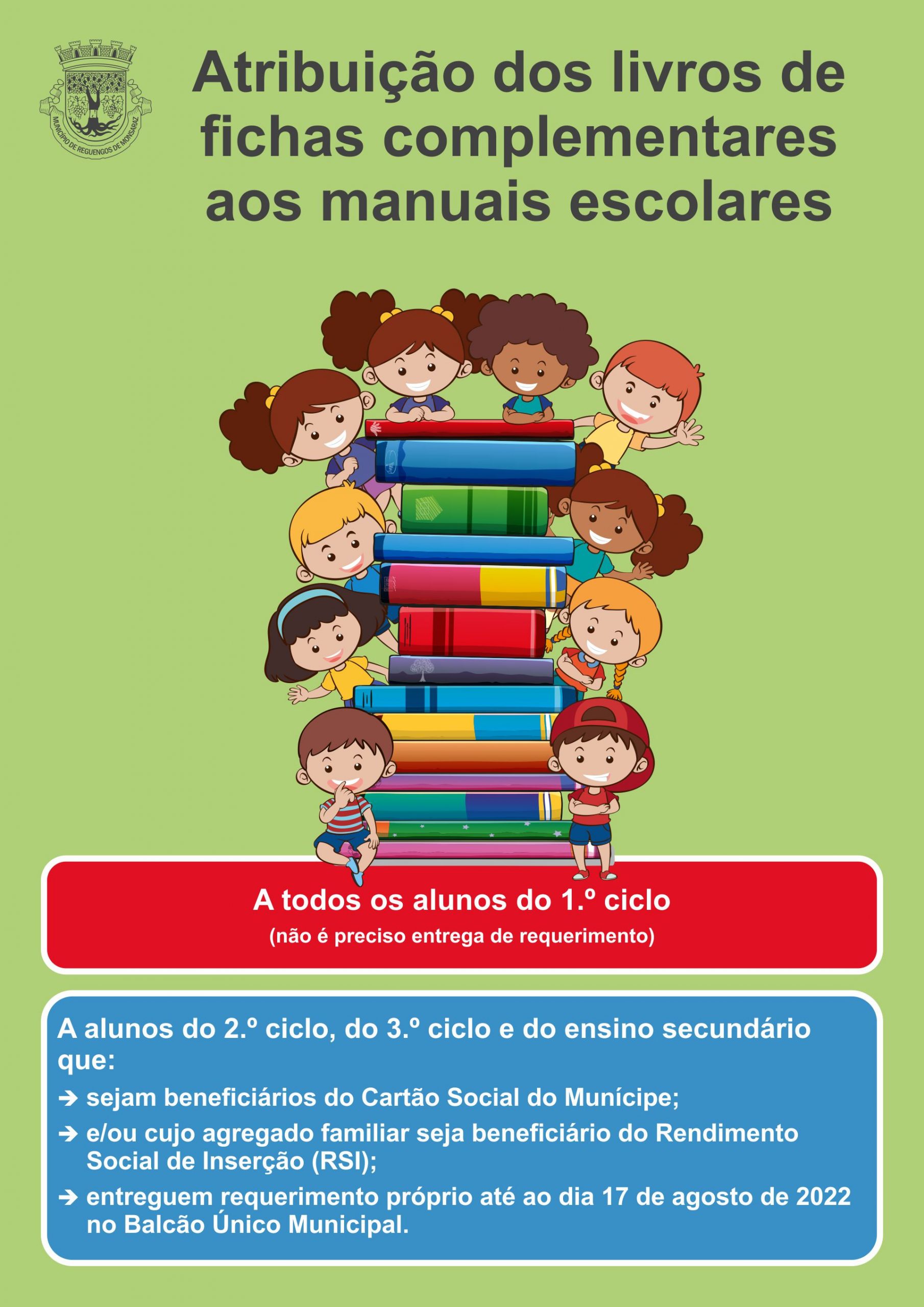 Atribuição dos livros de fichas complementares aos manuais escolares no ano letivo 2022/2023