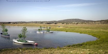 Vencedor do Archi’Nature 2022 propõe paisagem cénica de árvores dentro de jangadas e barcos no Lago Alqueva