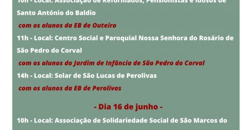 “Tempos Cruzados” | atividades intergeracionais em junho sob o tema “Os nossos hábitos alimentares”