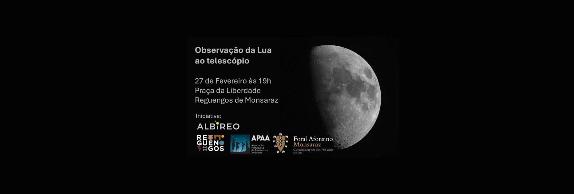 Observação da lua ao telescópio em Reguengos de Monsaraz