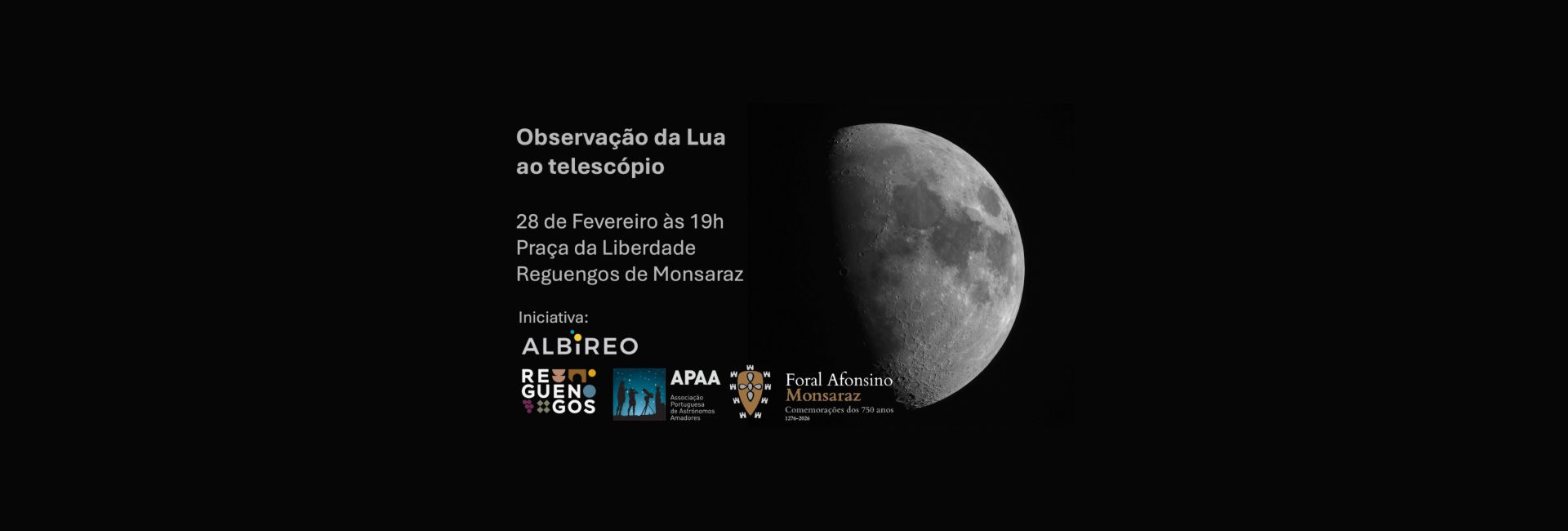 Observação da lua ao telescópio em Reguengos de Monsaraz