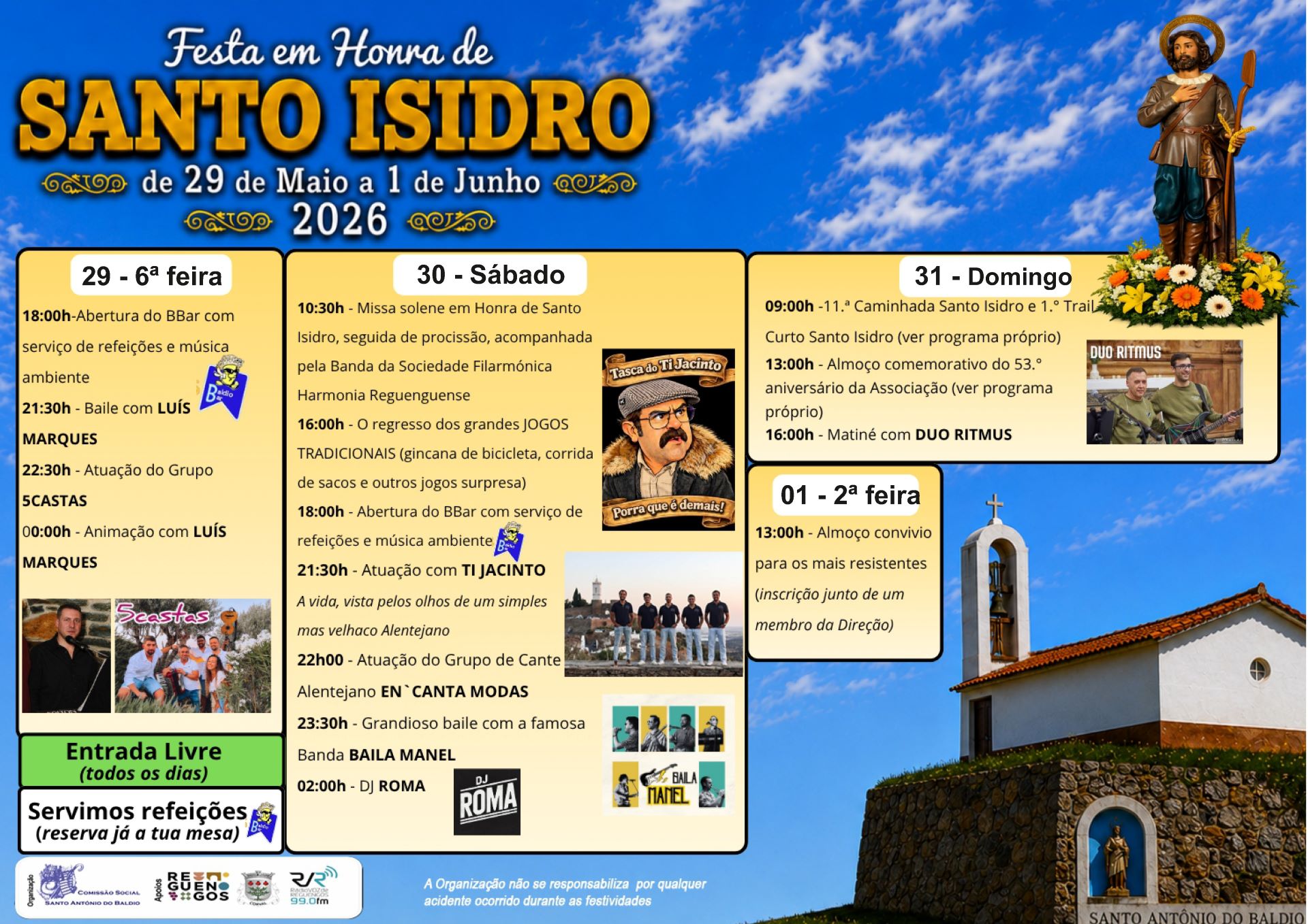 Festa em Honra de Santo Isidro | 29 de maio a 1 de junho em Santo António do Baldio