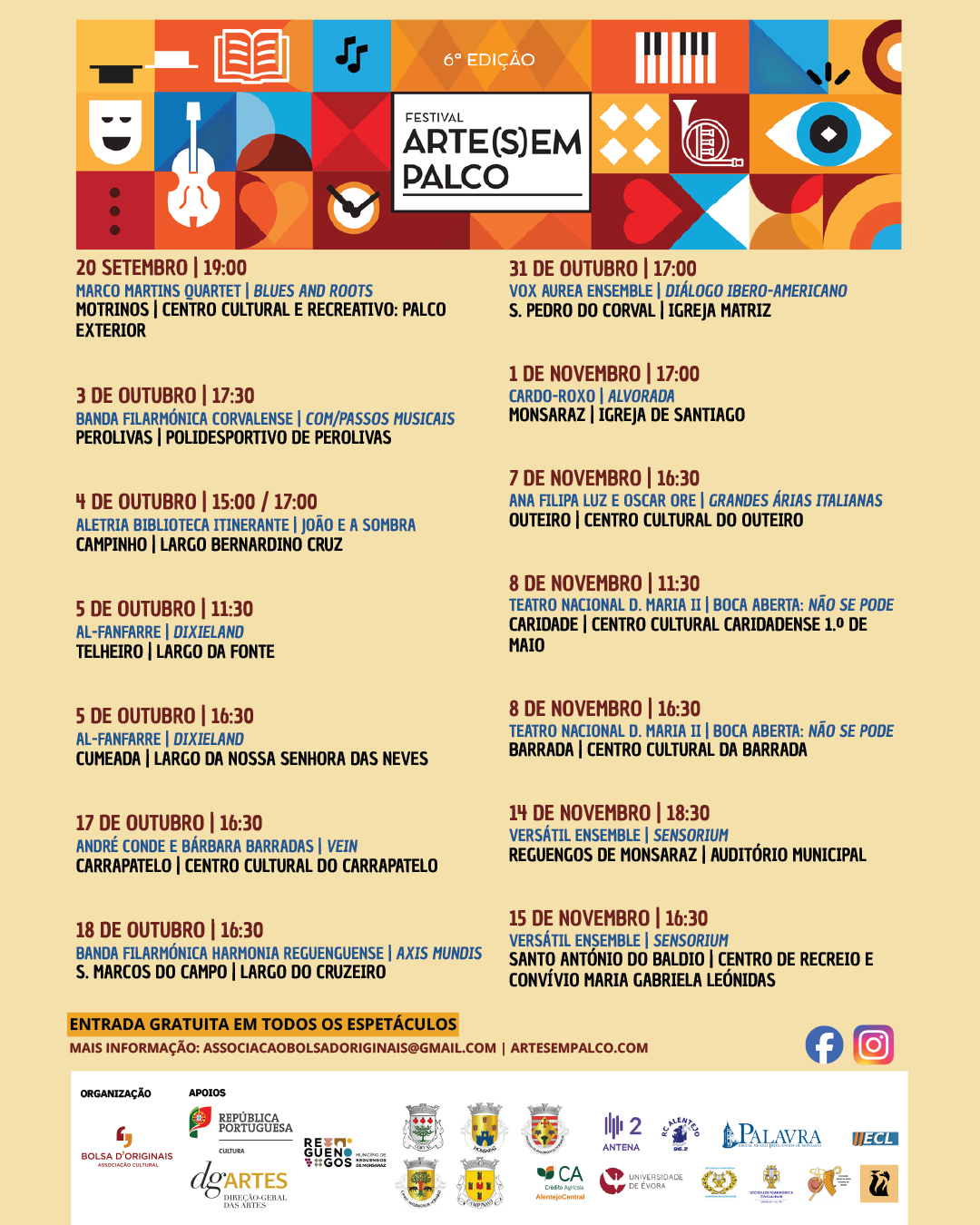 Cartaz Geral | Festival Arte(s) em Palco